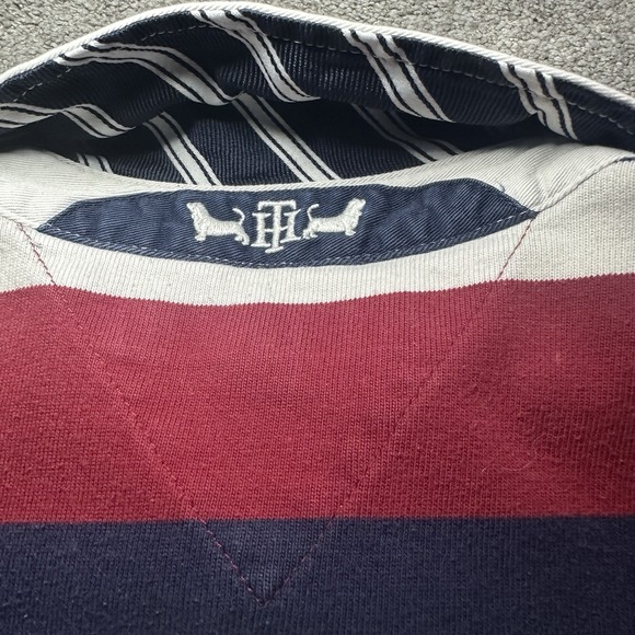 Tommy Hilfiger Rugby Long Sleeve Shirt Mens L Large Striped Red Blue White - Picture 3 of 14